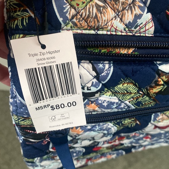 Vera Bradley Triple Zip Hipster Crossbody Bag in Christmas Snow Globe Print - Picture 5 of 7